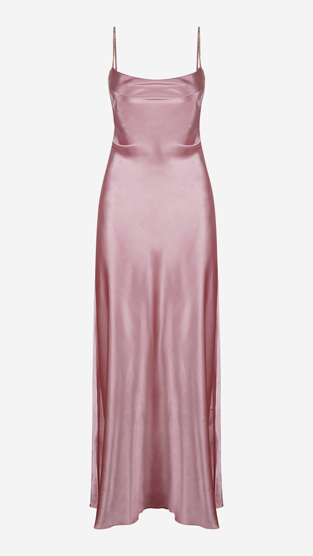 Blush Pink Satin Cowl Neck Long Nightgown