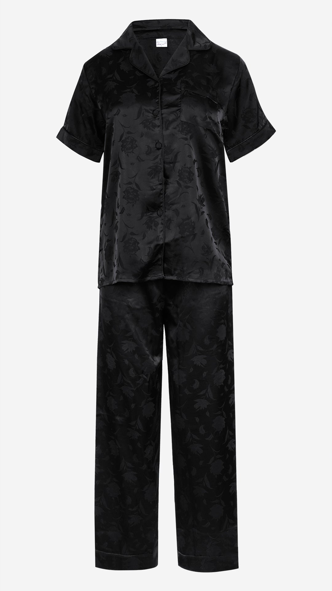 Jacquard Satin 3pc Pajama Set – Shirt, Shorts & Pant