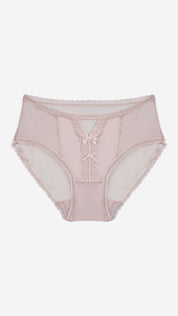 Sheer Mesh Floral Lace V-Front Brief | Romantic Panty