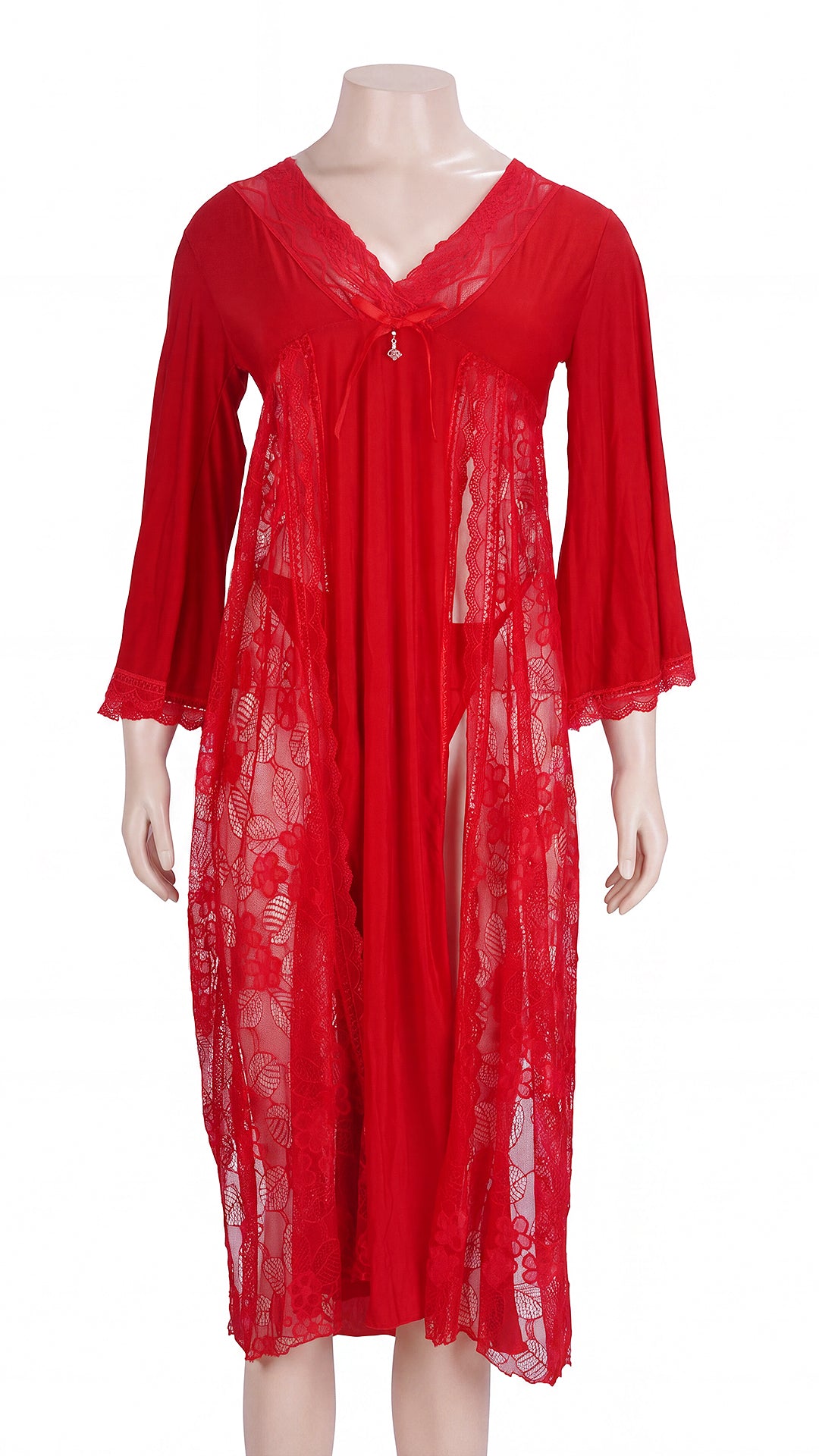Lace Front Slit Night Gown