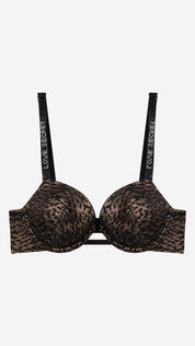 Leopard Print Lace Push-Up Padded Bra | Fancy Strap Bra