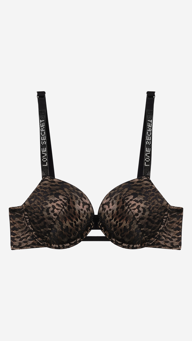 Leopard Print Lace Push-Up Padded Bra | Fancy Strap Bra