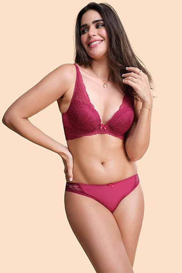 ENAMOR PANITY P091 Plum Low Waist Co-Ordinate Panty