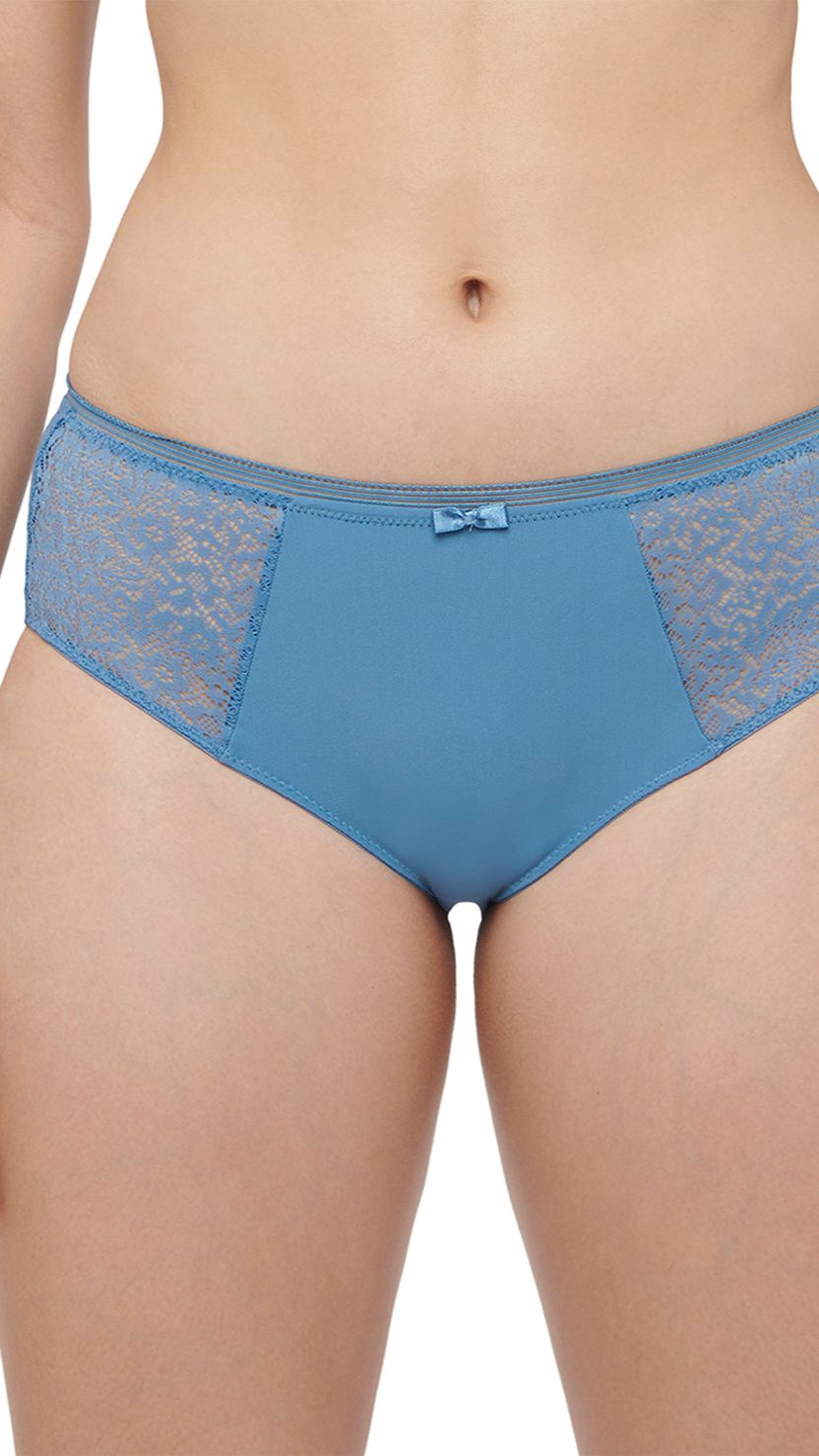 Triumph Blue Lace Panel Midi Brief