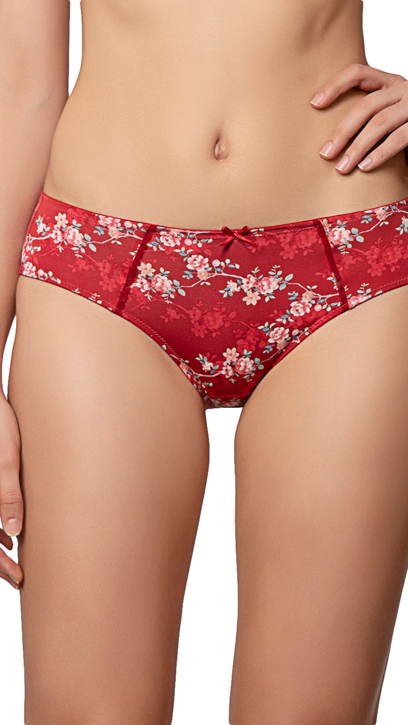 Triumph Red Floral Printed Mid-Rise Briefs