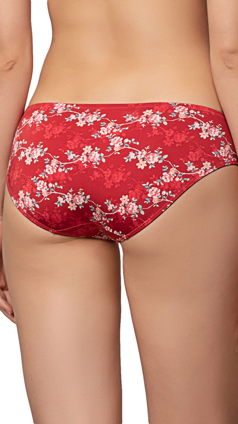 Triumph Red Floral Printed Mid-Rise Briefs
