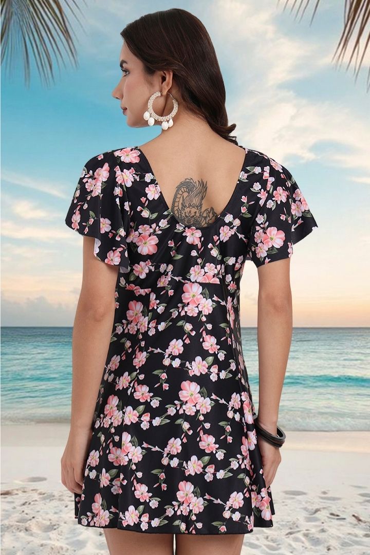 Print2 AXTZH Floral Frock-like Chic Romper Swimwear XSWIM1PF5855IY
