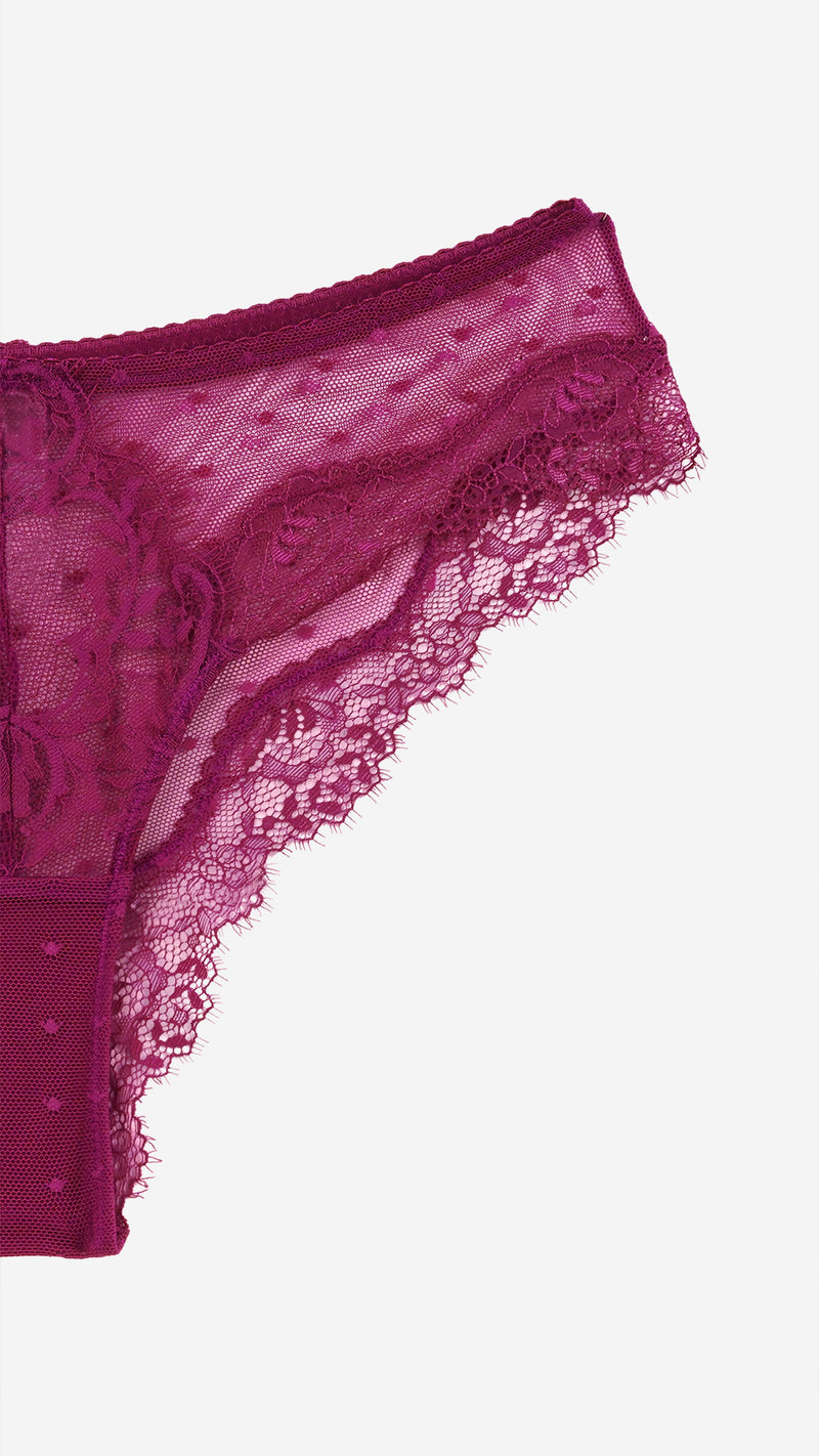 Magenta Sheer Lace Classic Brief