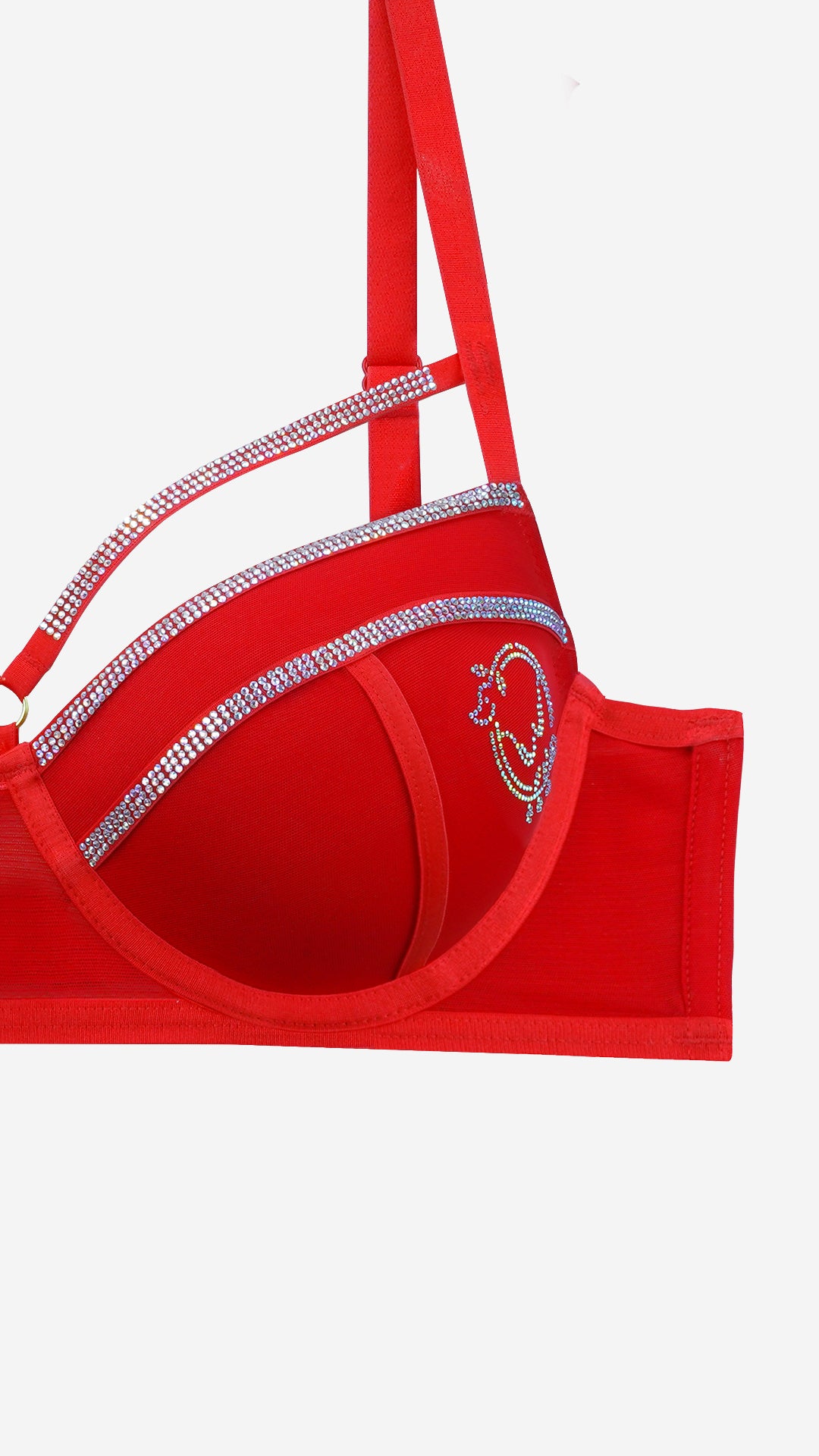 Rhinestone Trim Padded Wired Bra | Bold Fashion Bra