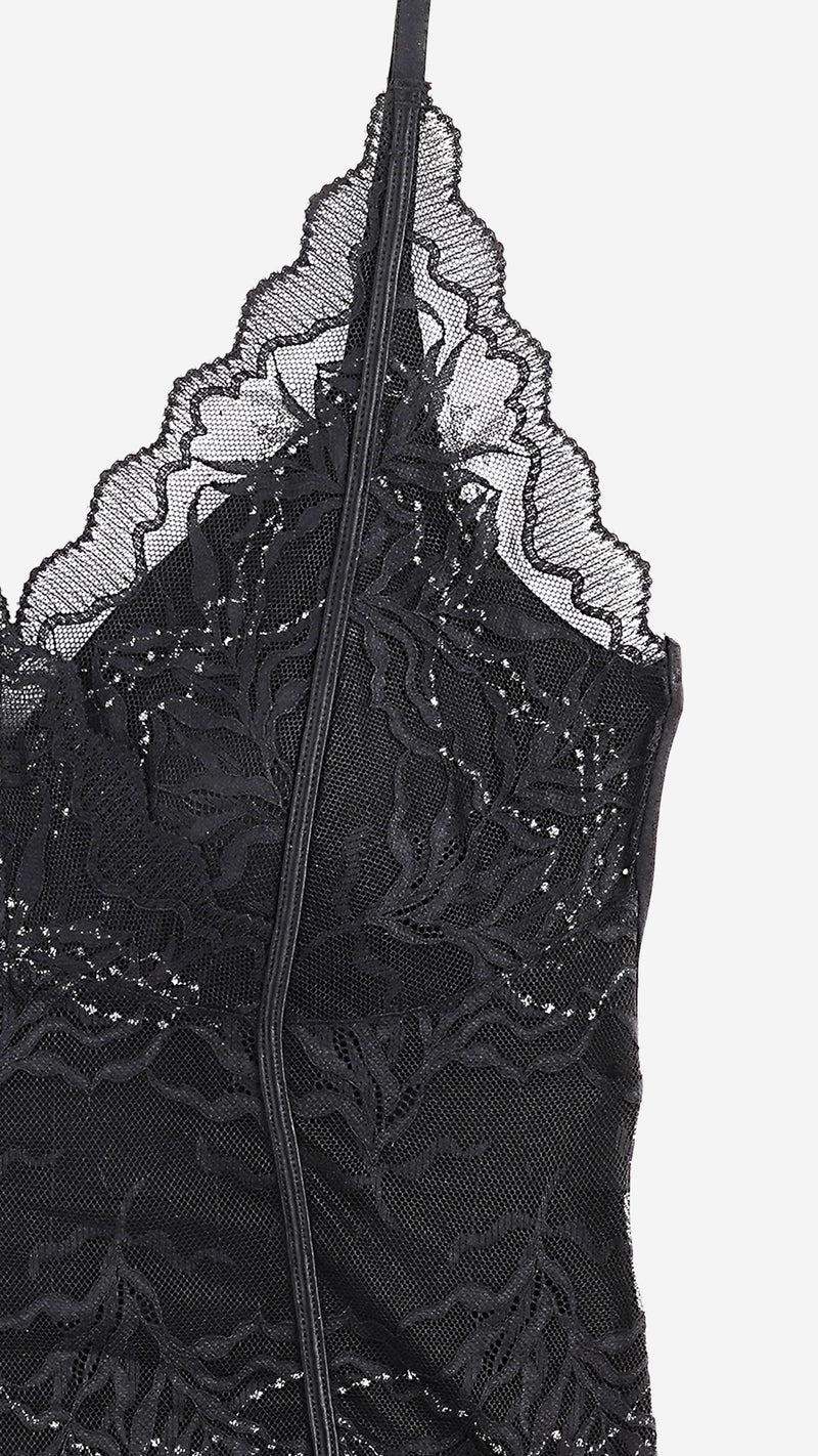 Black Floral Lace Padded Bralette Cami