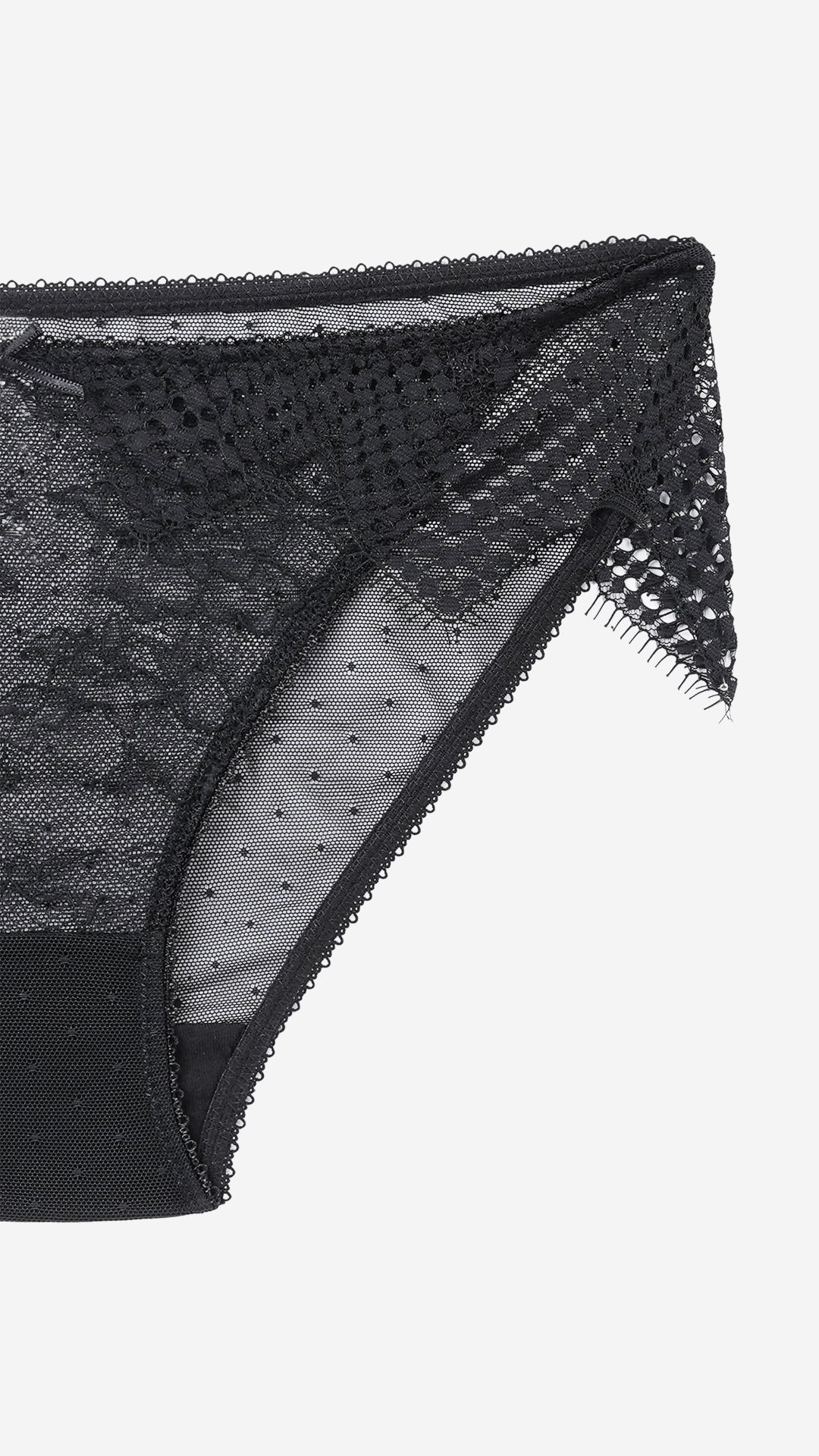 Black Sheer Lace Panty with Crochet Trim