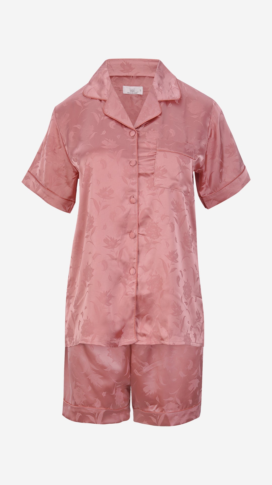 Jacquard Satin 3pc Pajama Set – Shirt, Shorts & Pant
