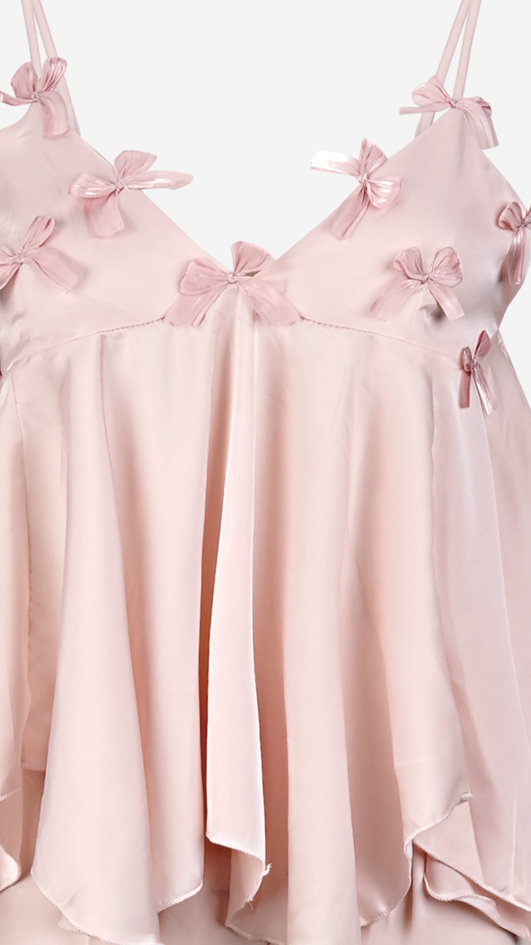 Blush Pink Satin Bow Cami & Shorts Set I Romantic Sleepwear