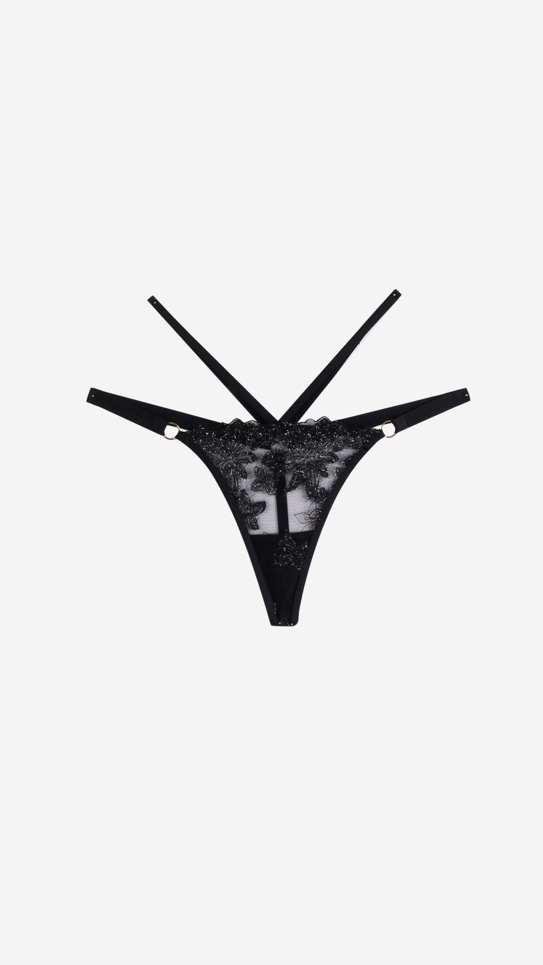 Net Babydoll Set | Fancy Strappy Lace Lingerie with Thong