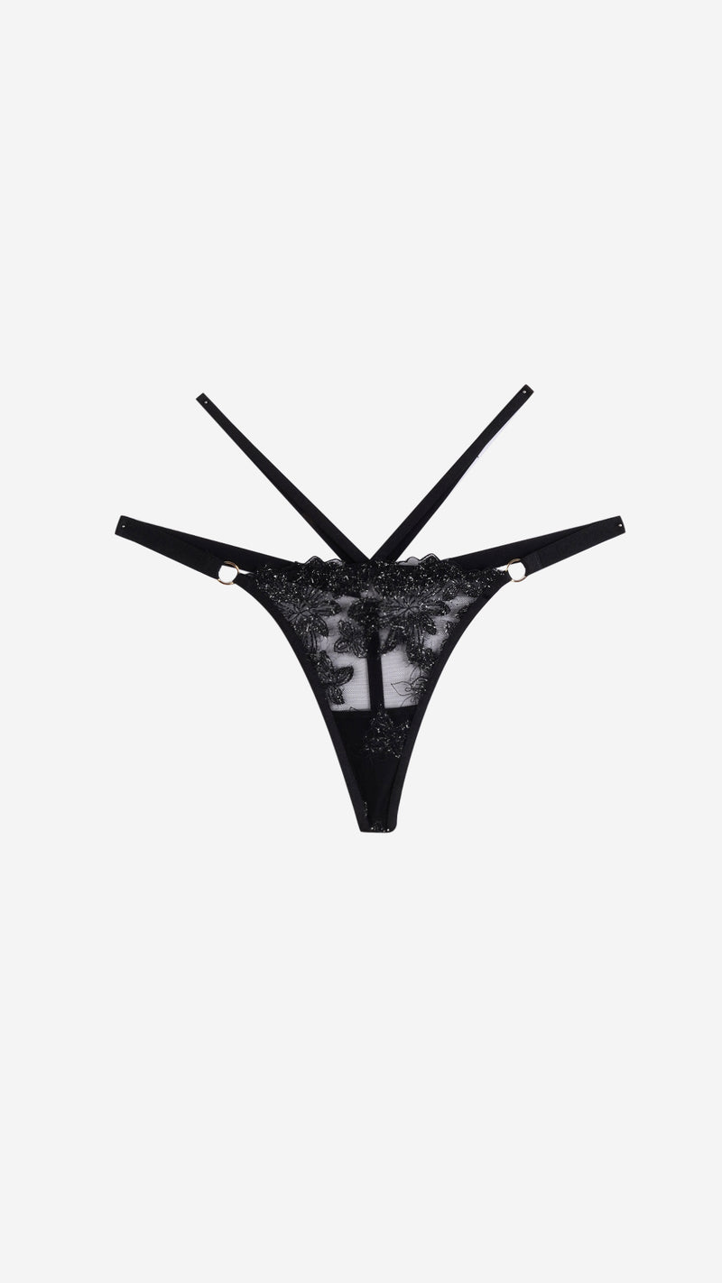 Net Babydoll Set | Fancy Strappy Lace Lingerie with Thong