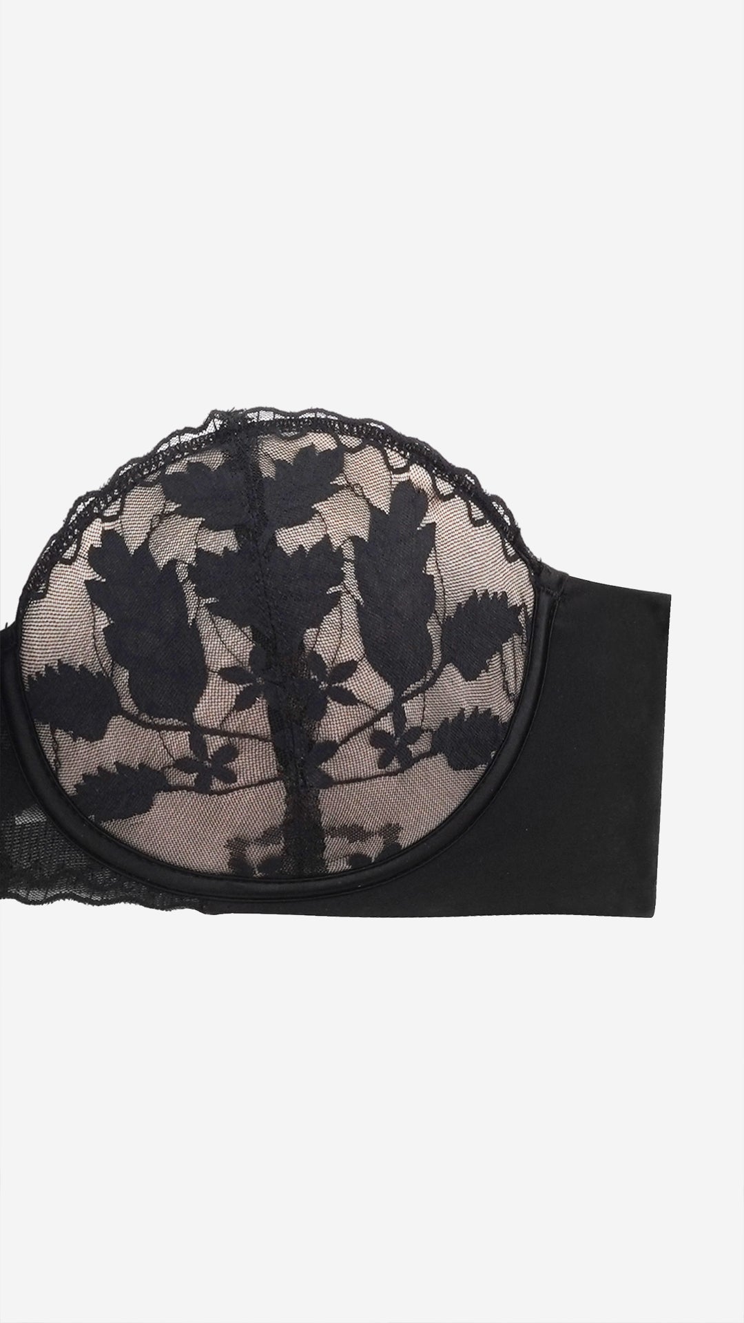Black Lace Strapless Balconette Bra