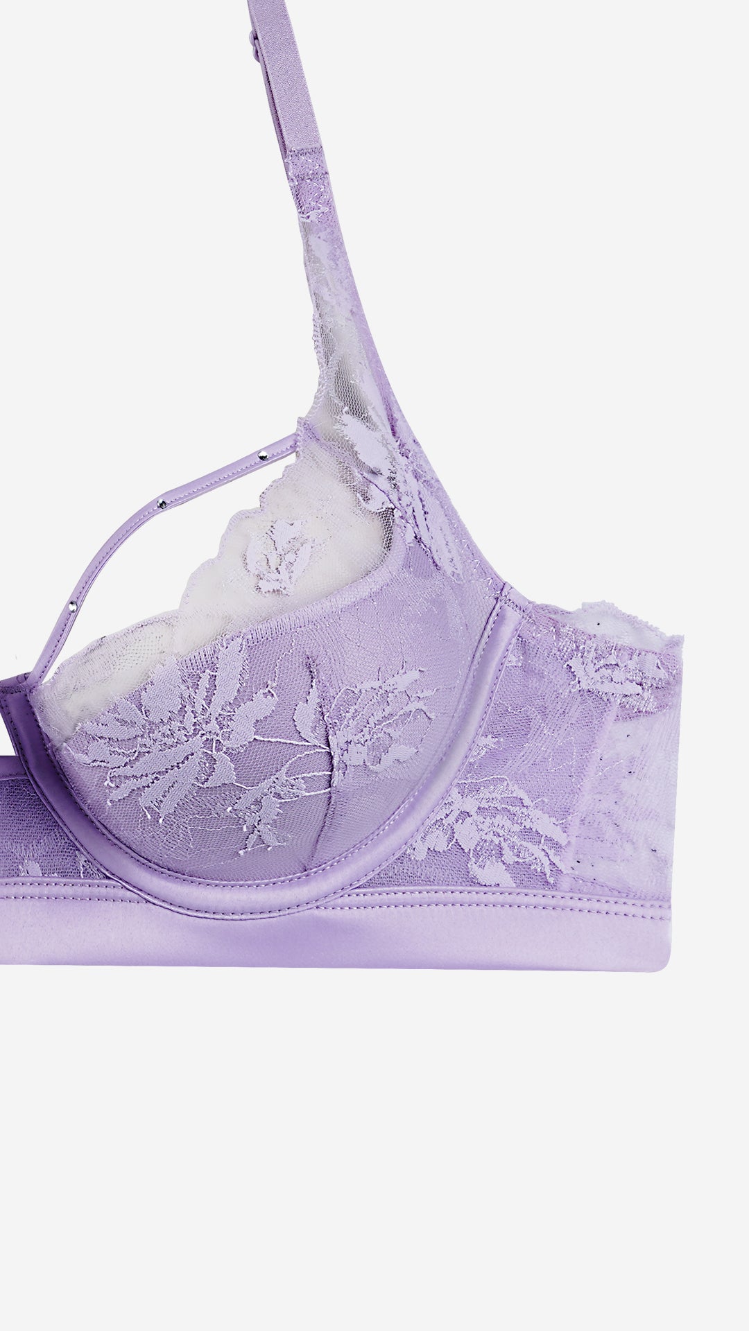 Lavender Lace Bra with Strappy Detail
