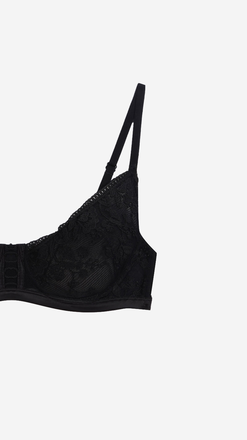 Floral Lace Mid-Coverage Bra | Non-Padded Wired Fancy Bra