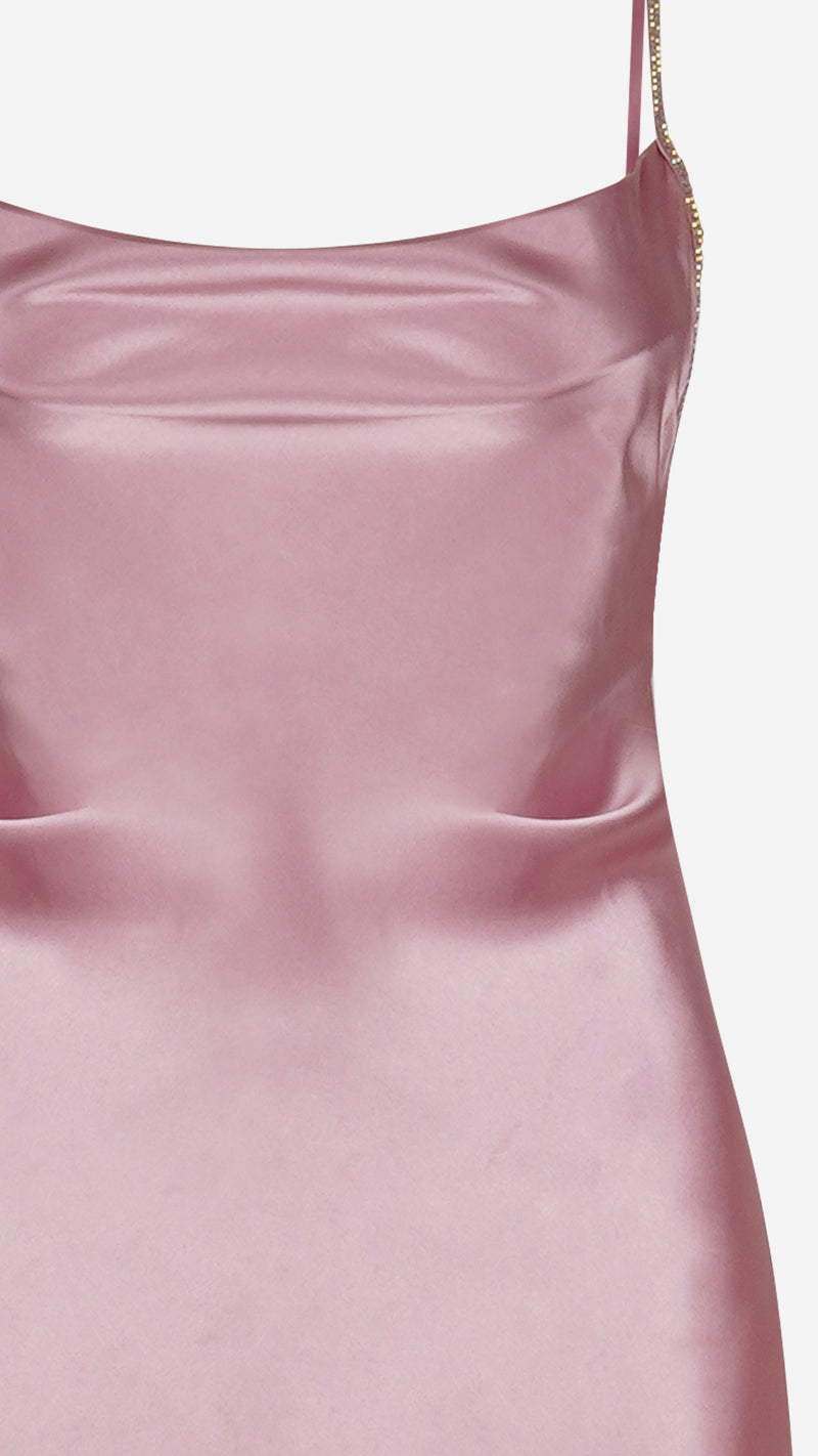 Blush Pink Satin Cowl Neck Long Nightgown