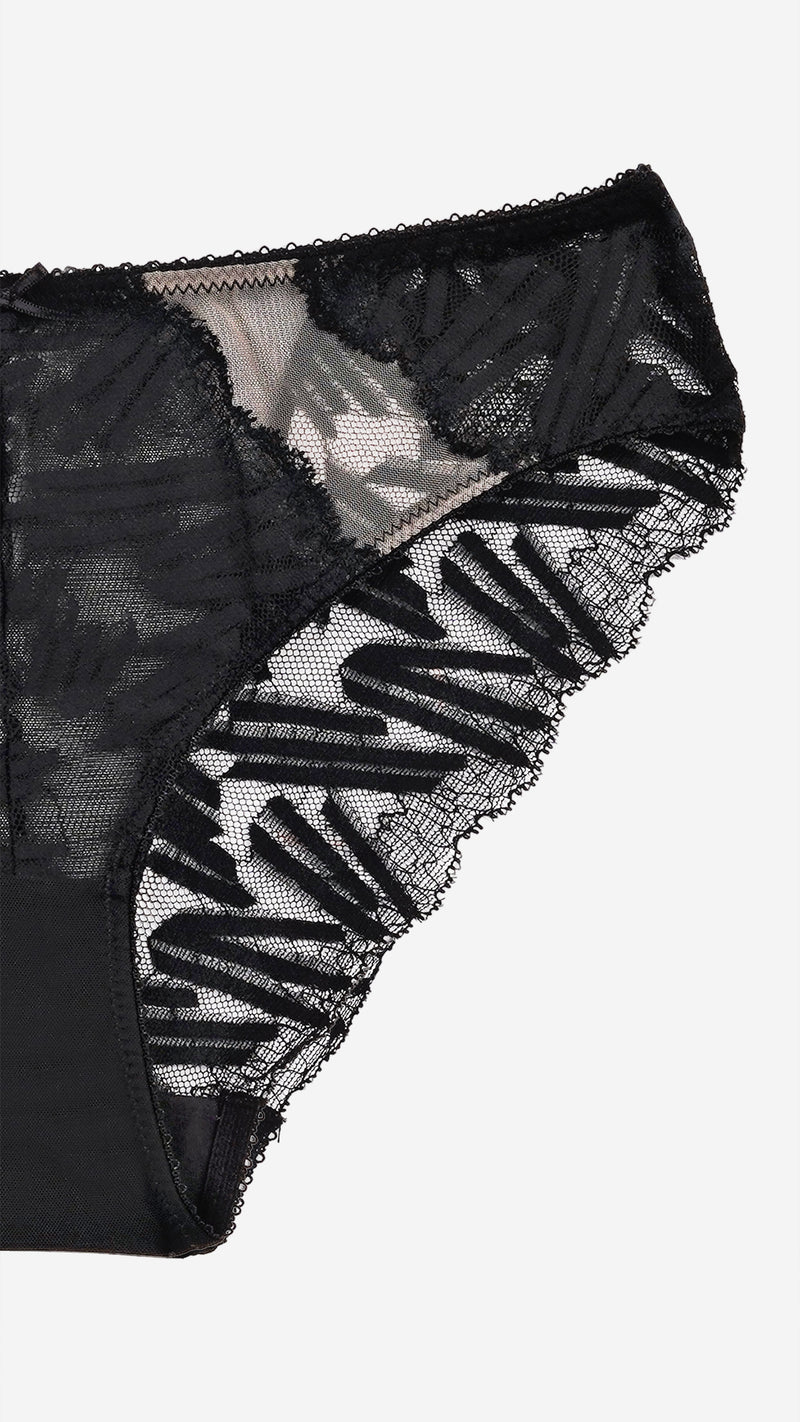Black Lace Sheer Panty with Cutout Detail