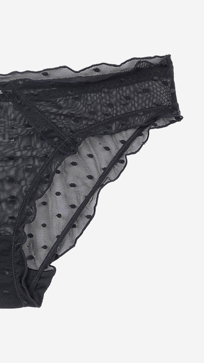 Black Dot Mesh Sheer Classic Panty