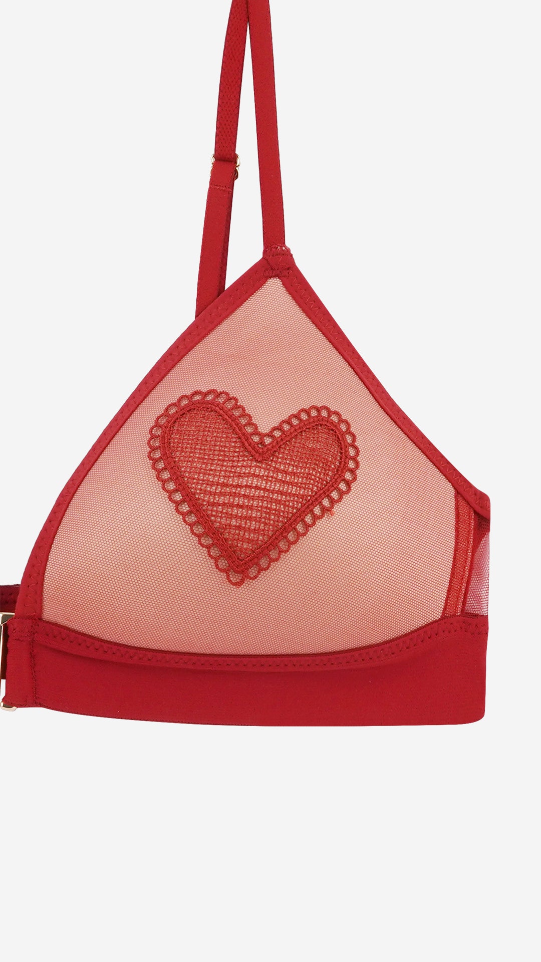 Red Heart Embroidered Front-Open Bralette