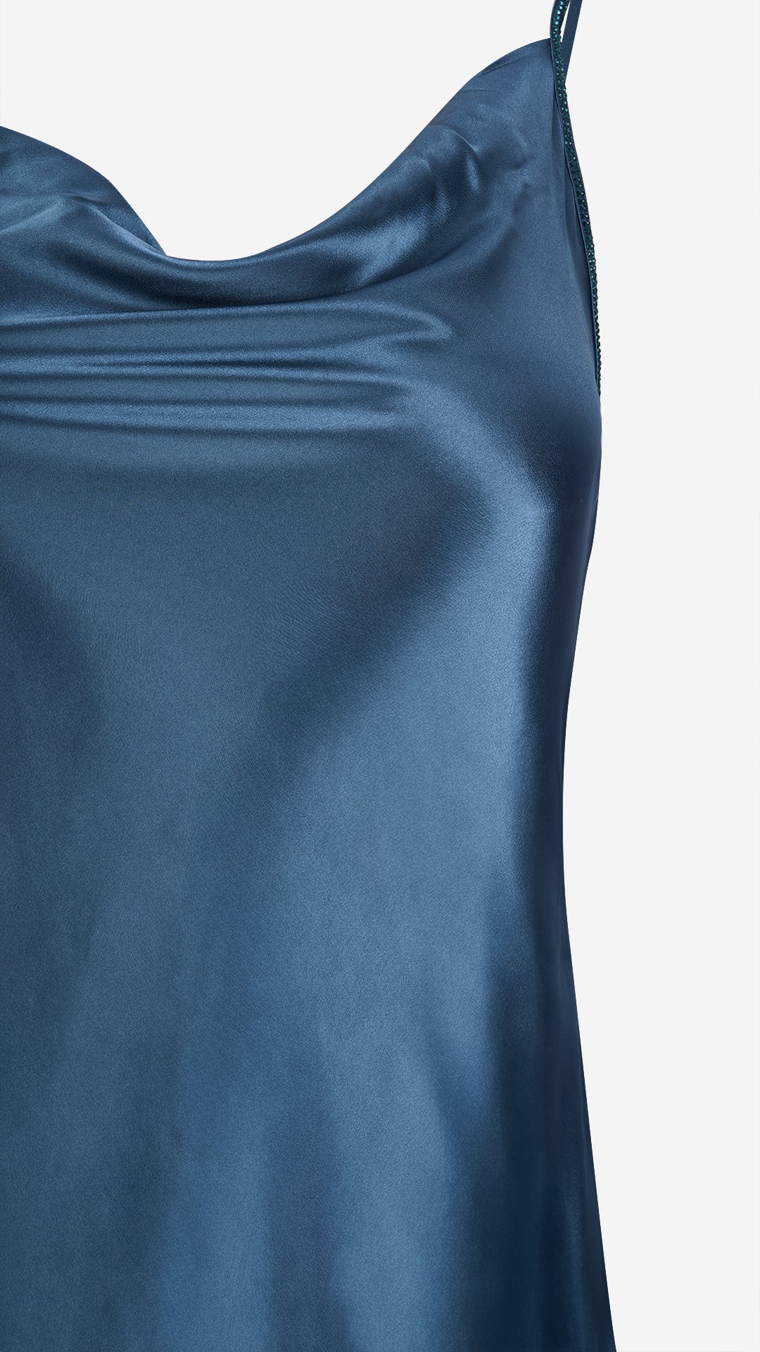 Ocean Satin Cowl Neck Long Nightgown
