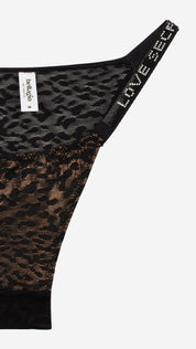 Leopard Print Lace Thong | Fancy Strap Panty