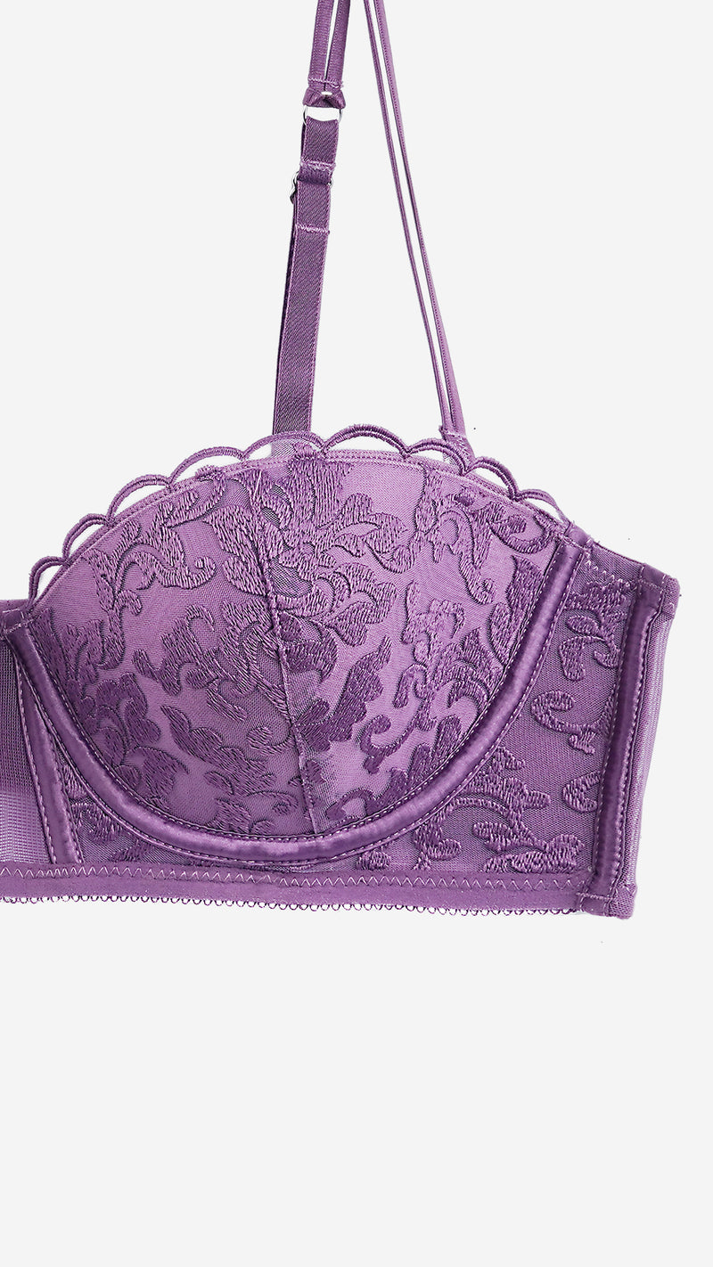 Plum Lace Balconet Bra – Padded & Wired