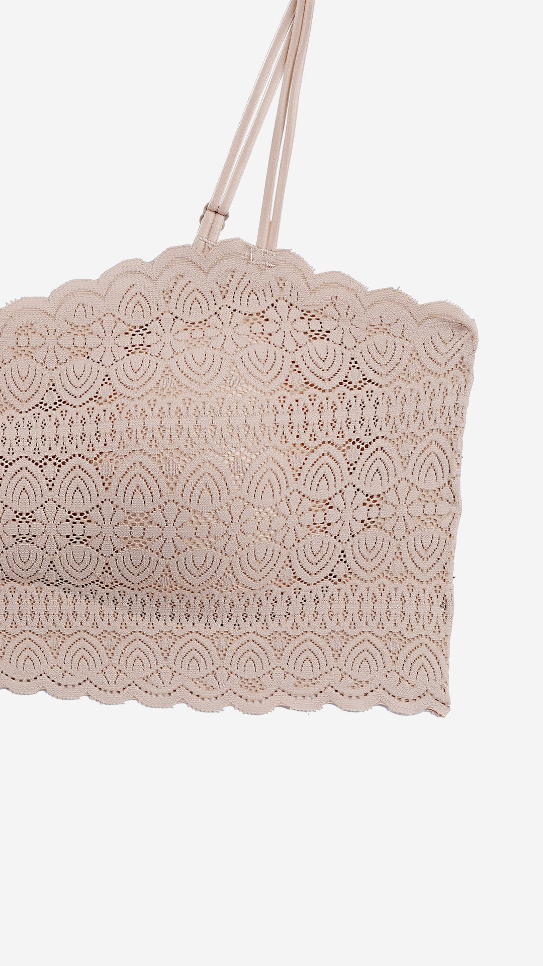 Beige Lace Padded Bralette, Wire-Free