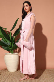 NIGHTWEAR-XF22SA133 Satin Long Nightdress with robe