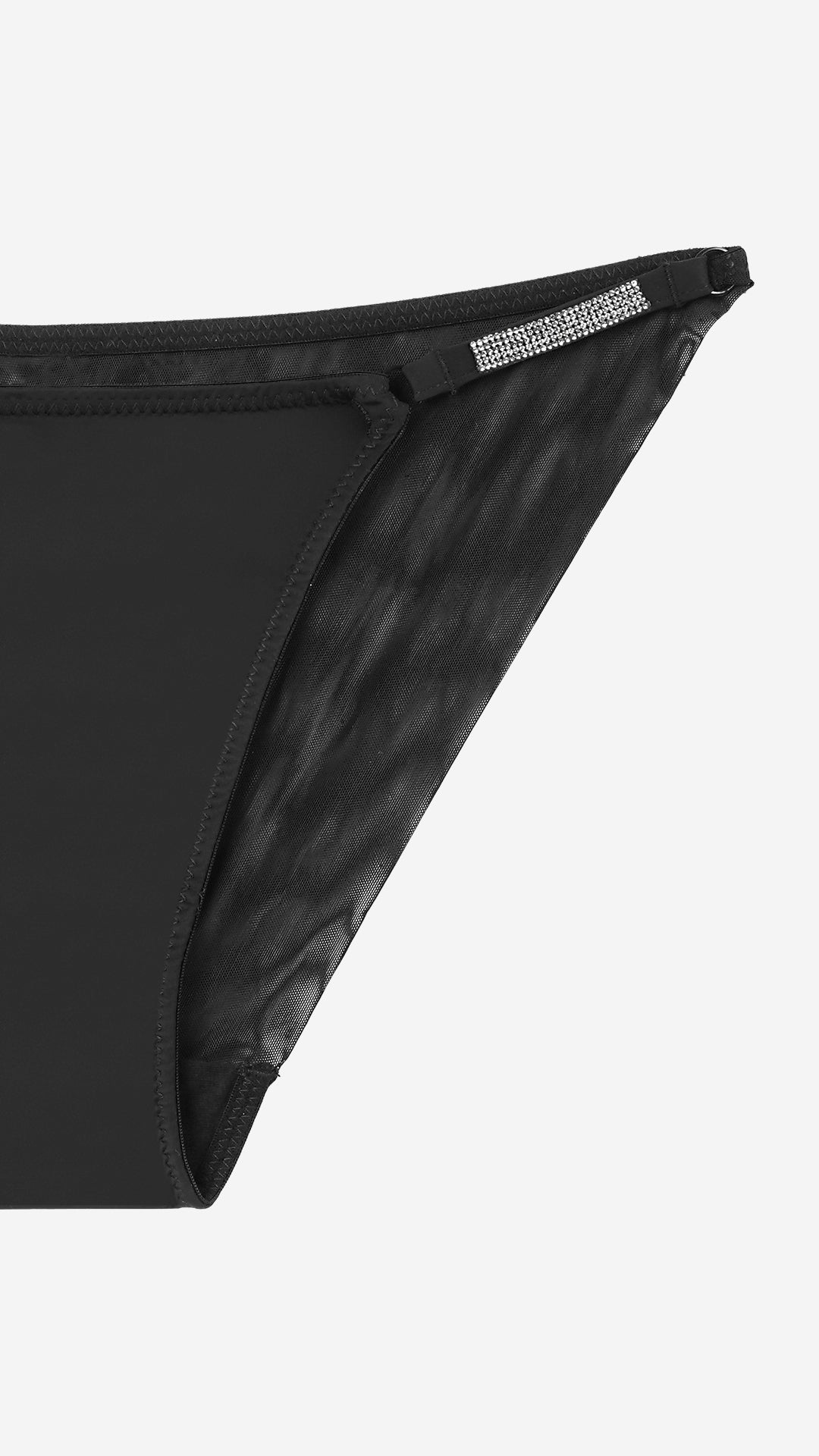 Black Strappy Diamante Trim Brief