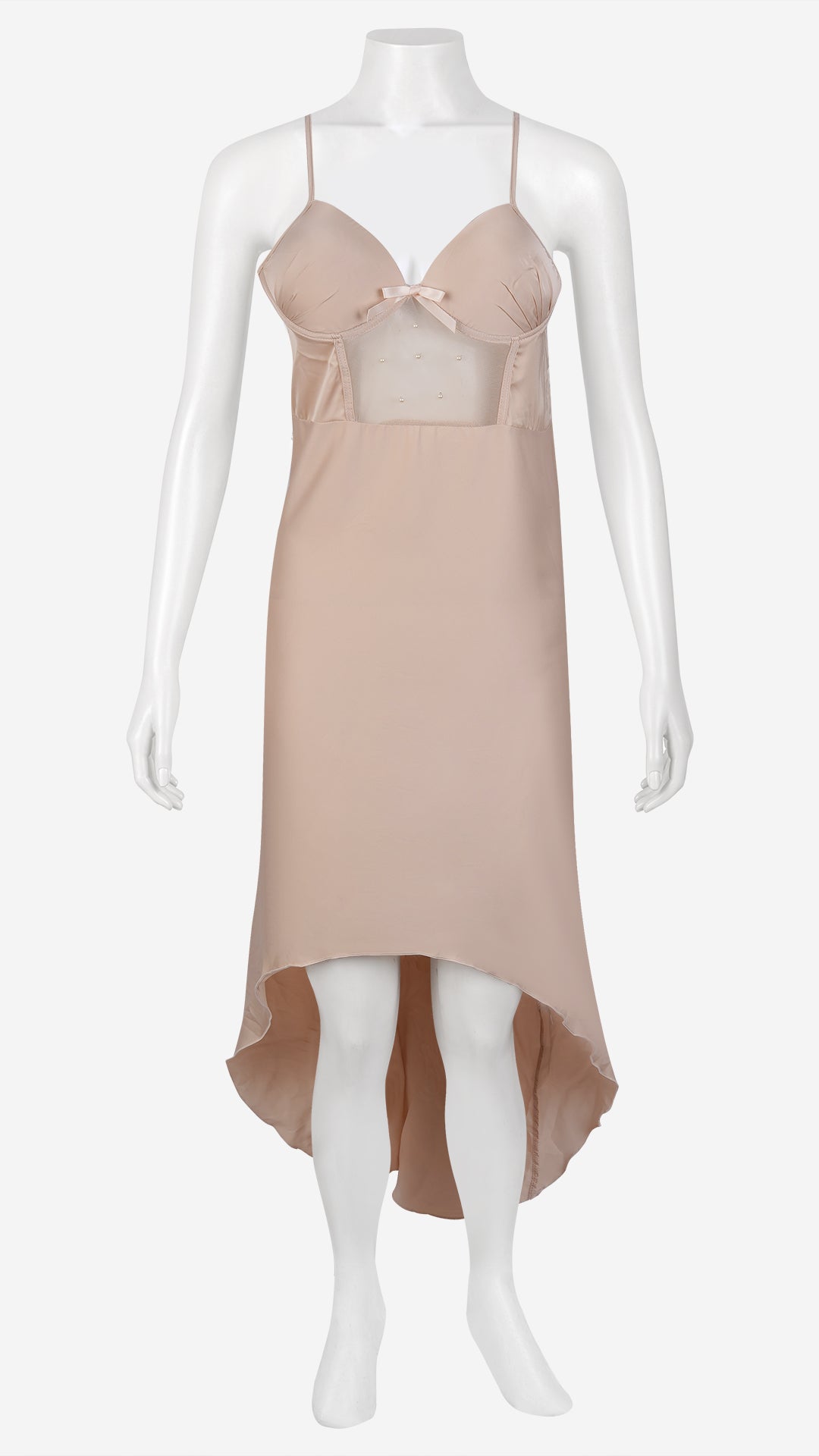 Champagne Satin Nighty & Robe Set with Beaded Sleeves