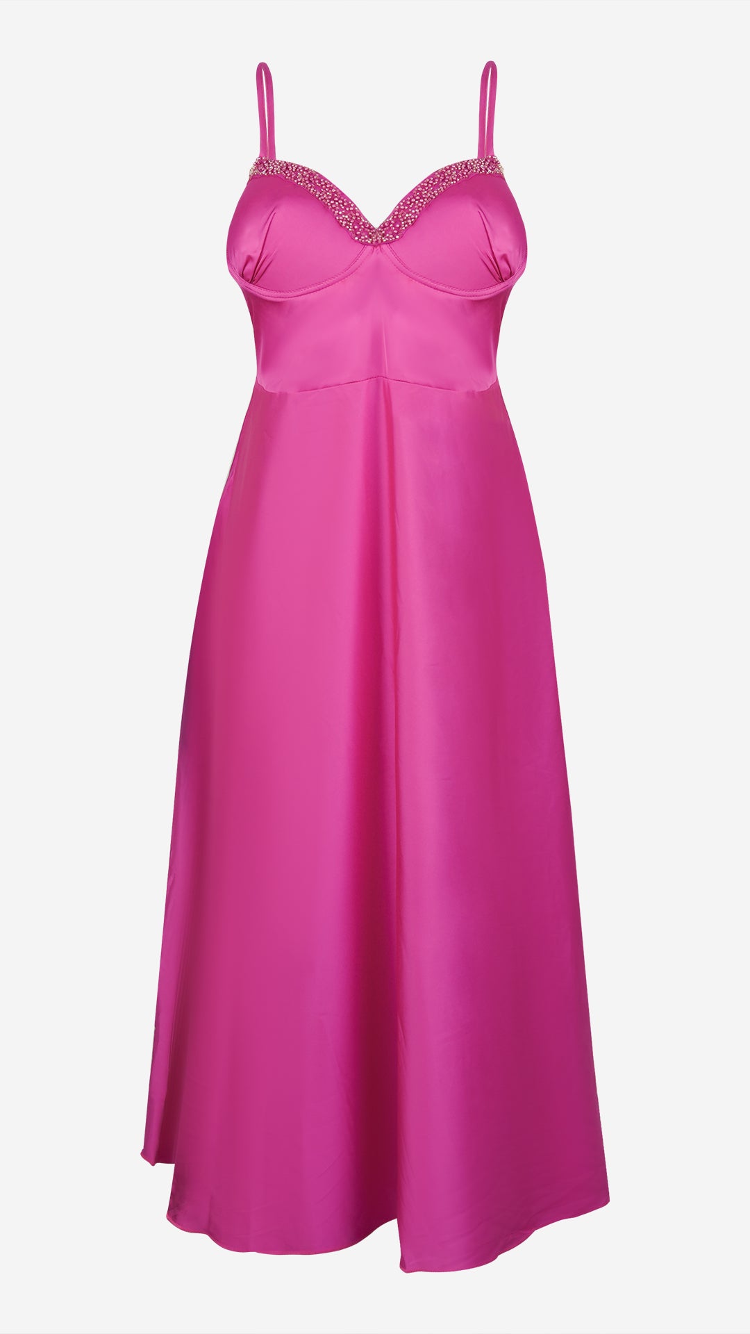 Fuchsia Pink Satin Nighty & Pearl Robe Set