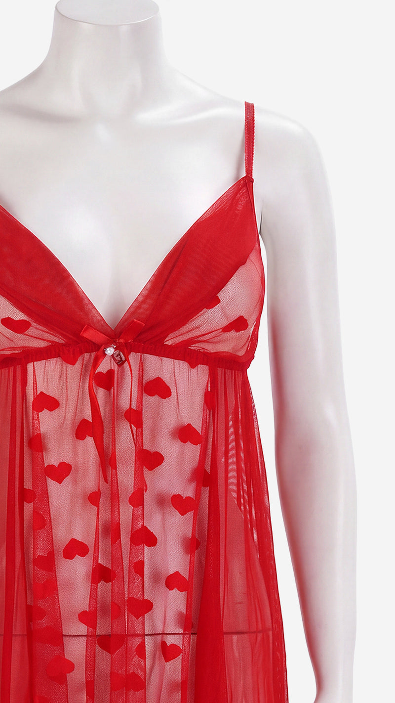 Sheer Mesh Babydoll | Self-Design Lace Lingerie with G-String