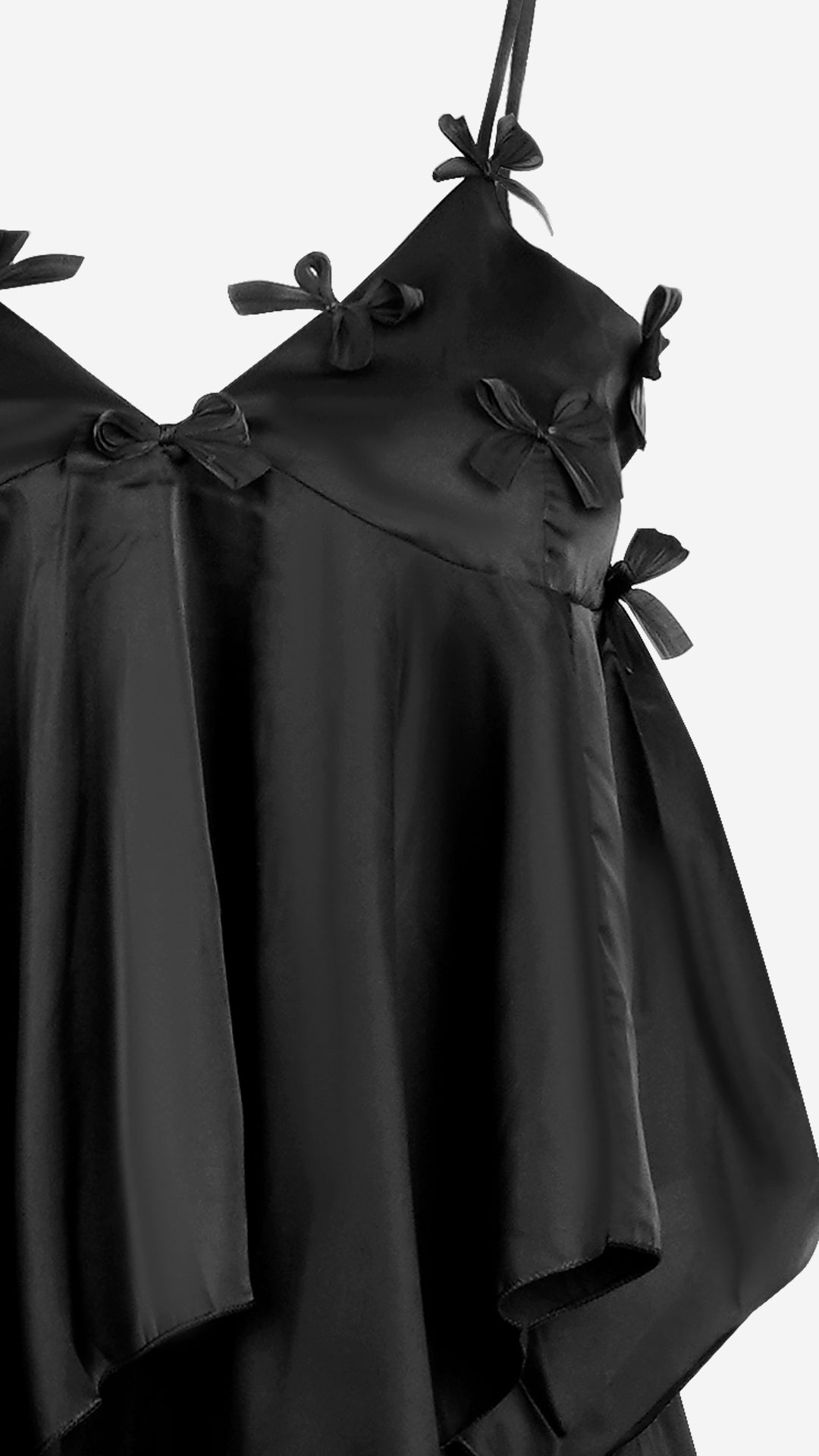 Black Satin Bow Cami & Shorts Set I Romantic Sleepwear