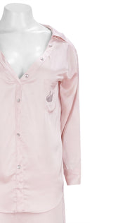 Crystal Swan Embellished Satin Pajama Set
