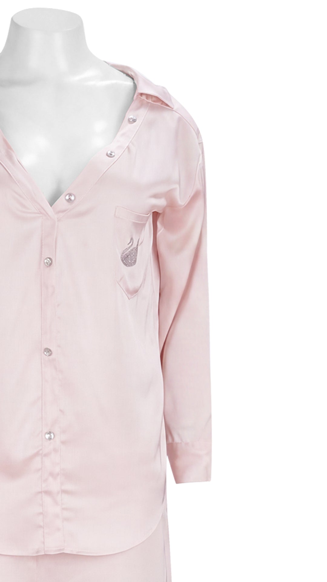 Crystal Swan Embellished Satin Pajama Set