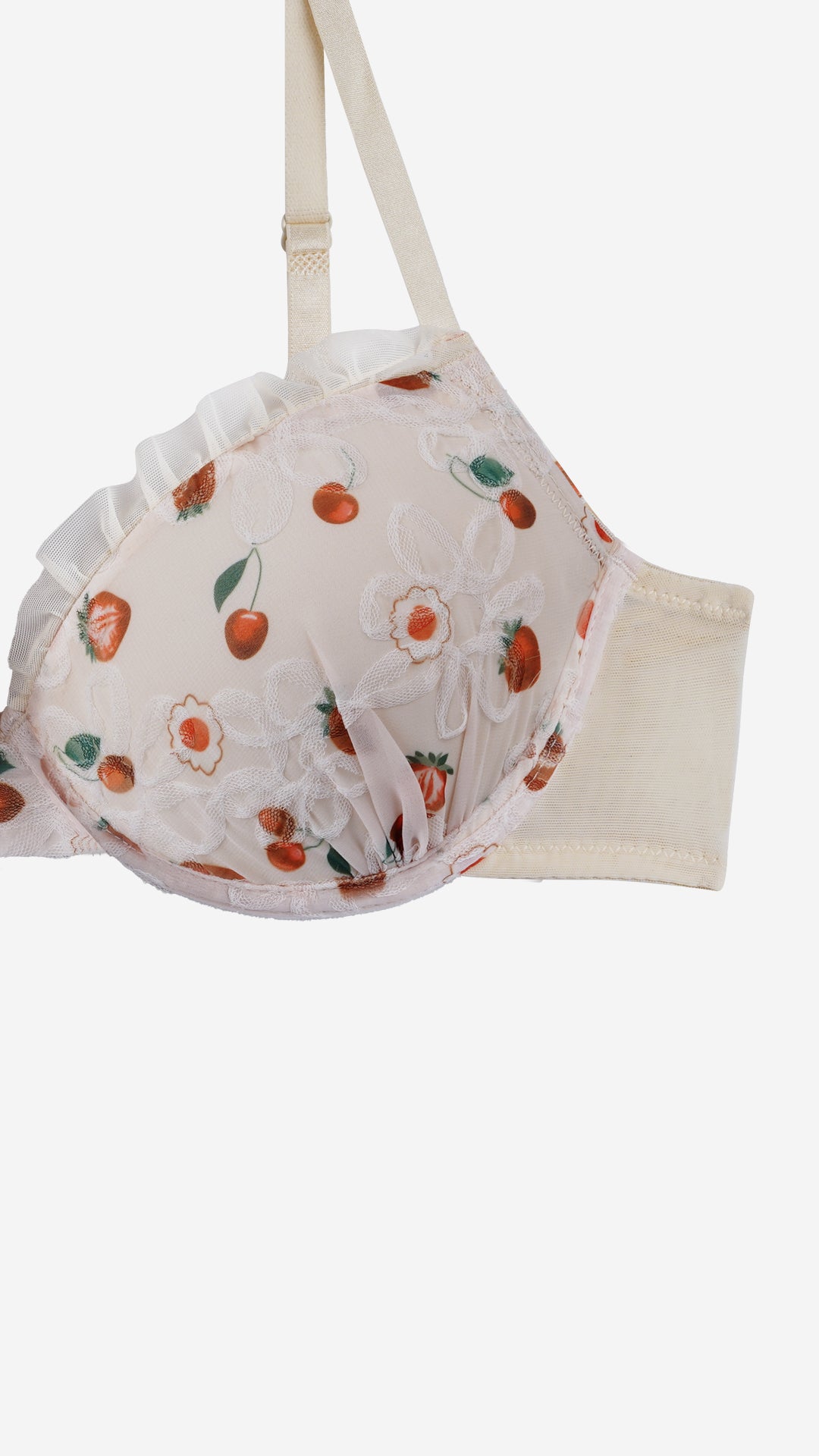Ivory Strawberry Print Lace Push-Up Bra