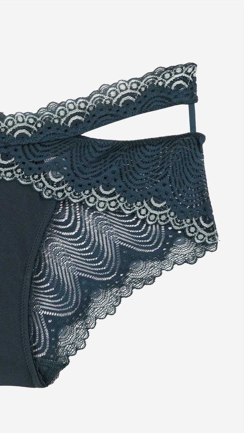 Teal Lace Cut-Out Fashion Brief