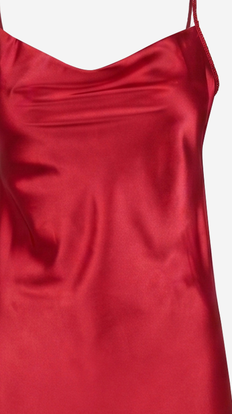 Scarlet Satin Cowl Neck Long Nightgown