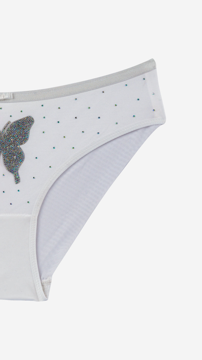 White Crystal Butterfly Sheer Brief – Classic