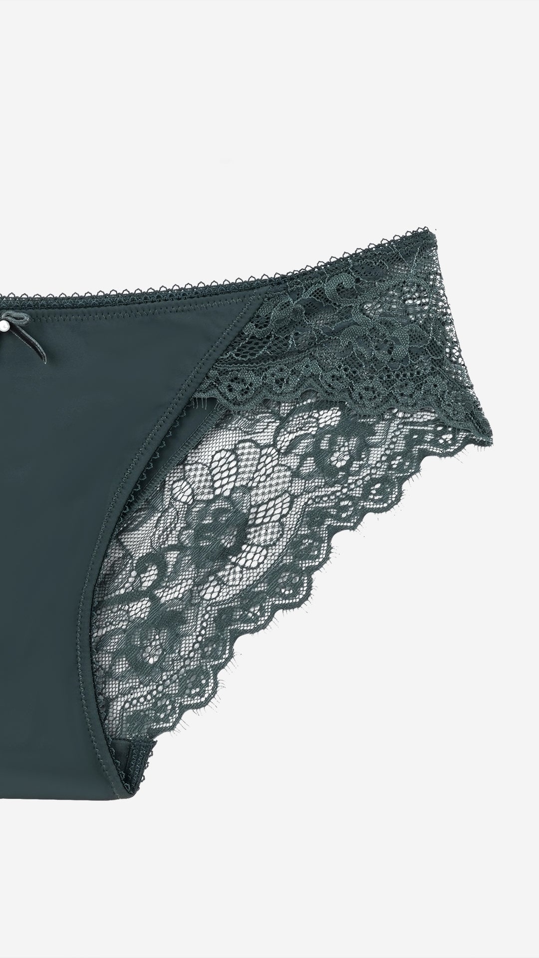 Deep Green Lace Bikini Brief with Bow Detail