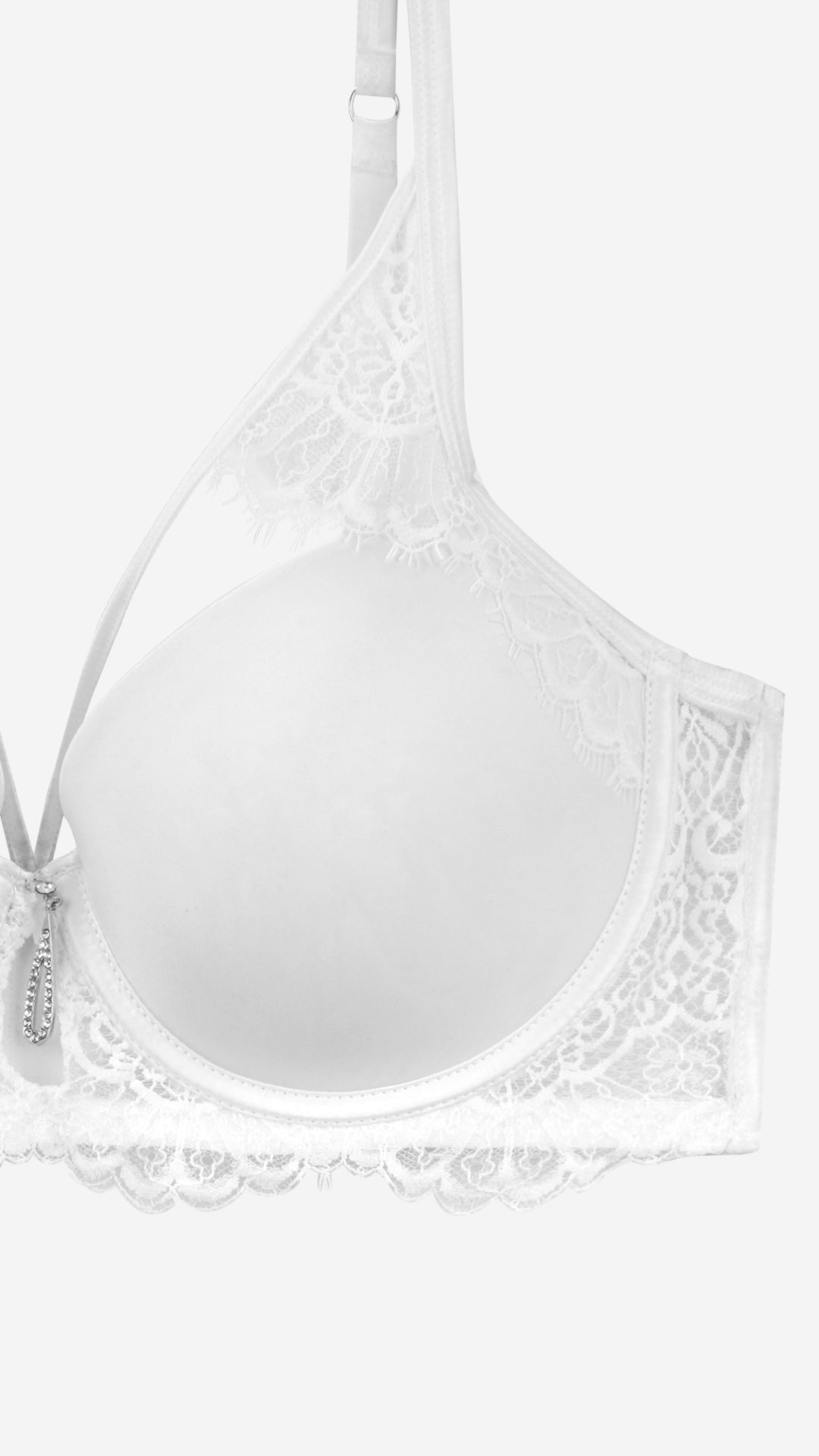 Strappy Lace Padded Wired Bra | Crystal Charm Bridal Fashion Bra