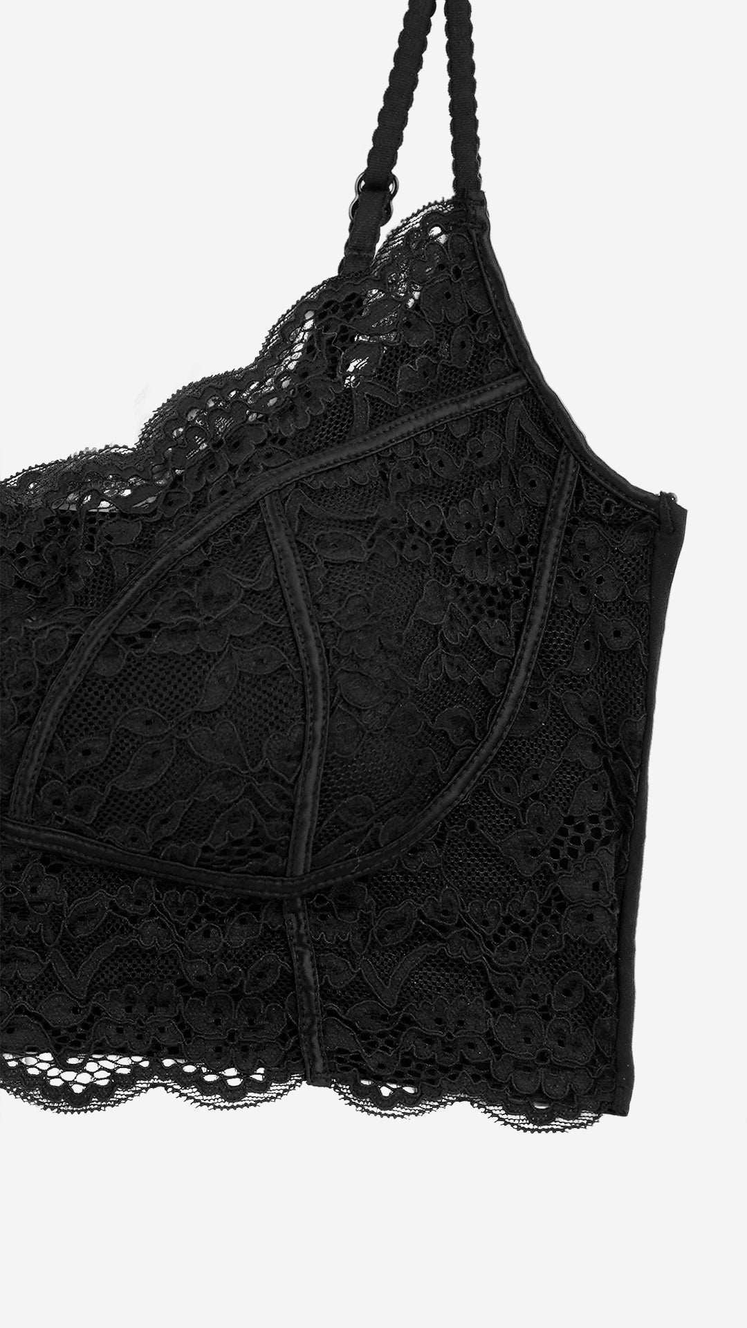 Black Lace Padded Bralette – Longline Style