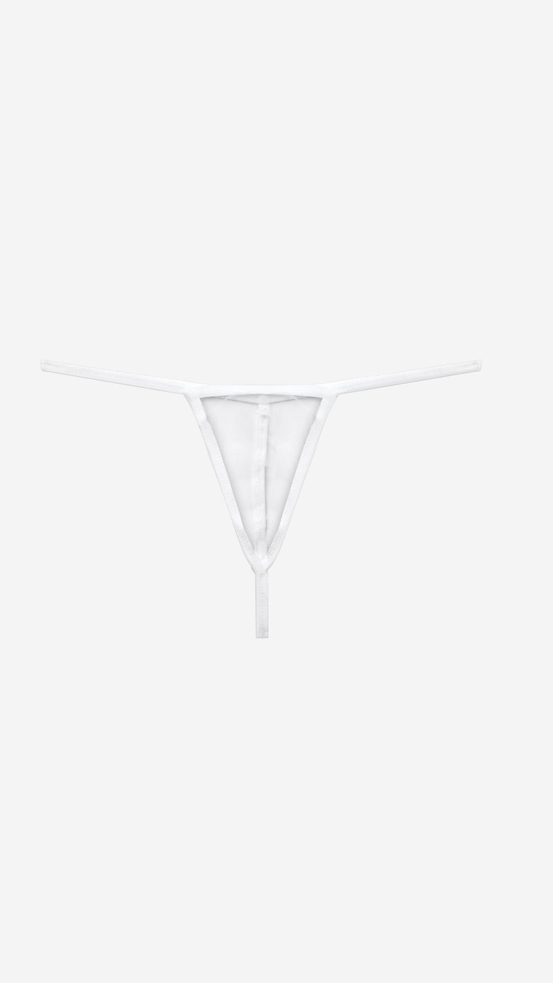 White lace thong, flat view