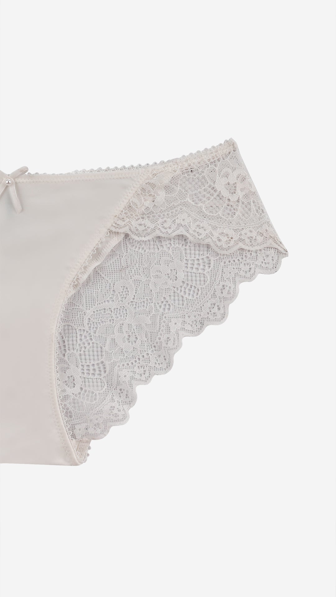 Ivory Lace Bikini Brief with Bow Detail