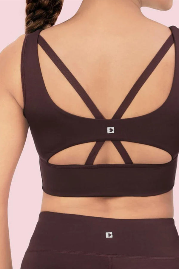 ENAMOR BRA A206 Women's Criss Cross High Impact Long Line Sports Bra - High Support, Padded, High Coverage, Non-Wired