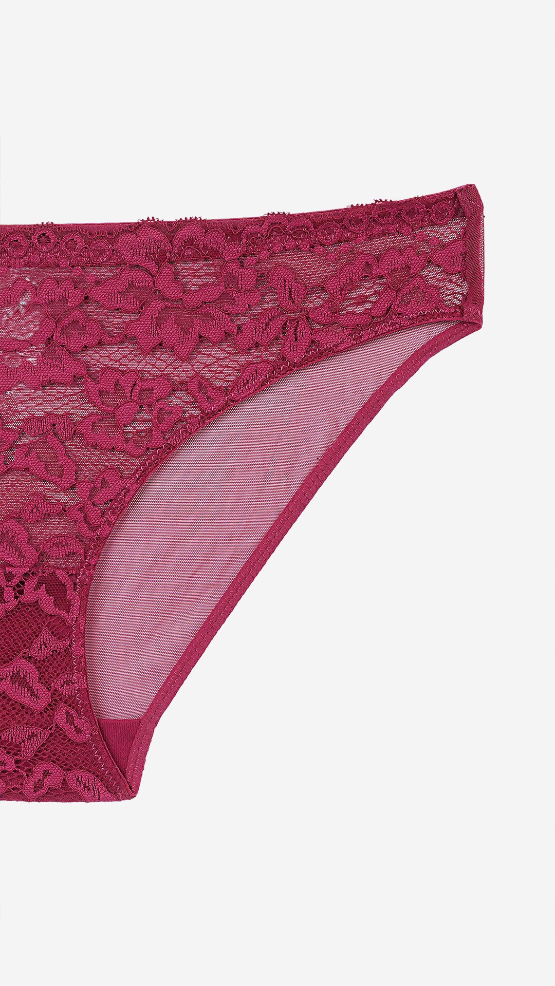Wine Red Lace Sheer Bikini Panty