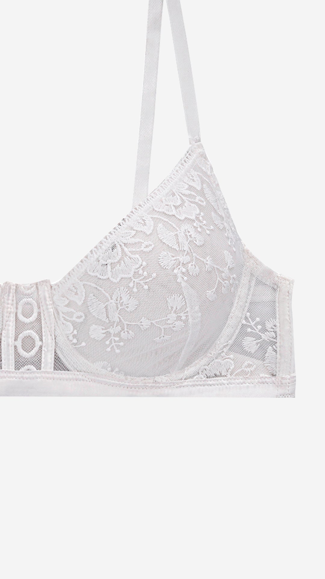 Floral Lace Mid-Coverage Bra | Non-Padded Wired Fancy Bra